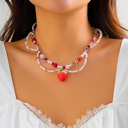 Collar White Red  Strawberry