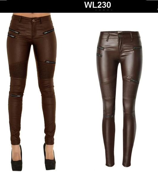 Faux Leather Pants Brown