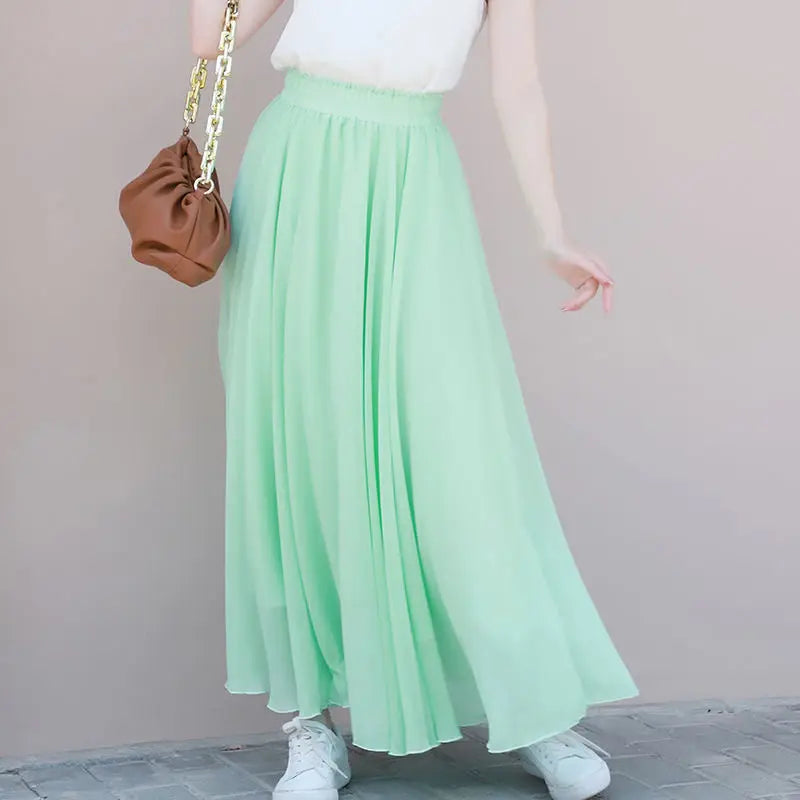 Falda larga verde claro