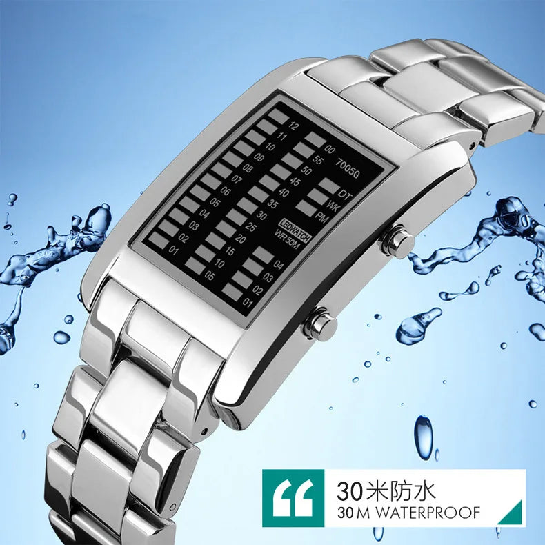 Binary Led Watch Silver