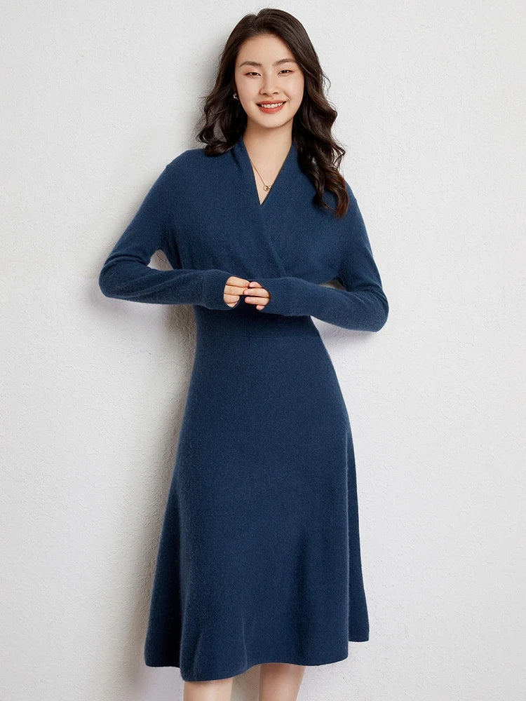 Cashmere Dress Sweater Navy Blue