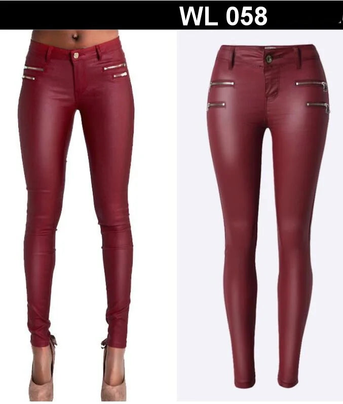 Faux Leather Pants Red