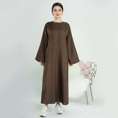 Abaya Dress Cotton Linen Loose Casual Maxi Dresses for Women