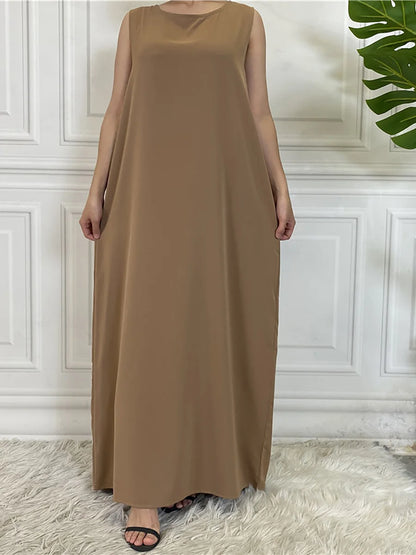 Vestido sin mangas Beige