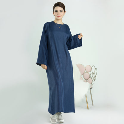 Abaya Dress Cotton Linen Loose Casual Maxi Dresses for Women