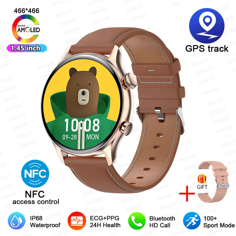 Smartwatch Gold Leather