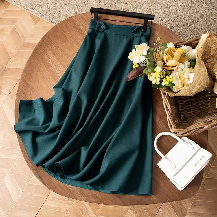 Falda larga verde oscuro
