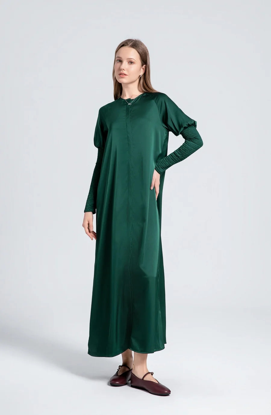 Satin Dress Dark Green