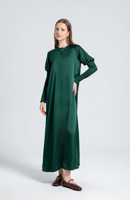 Satin Dress Dark Green