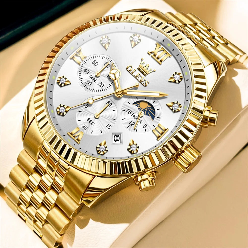 OLEVS Watch Gold White