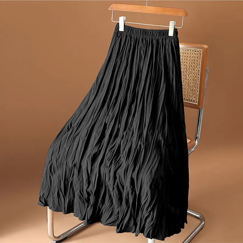 Falda plisada larga negra