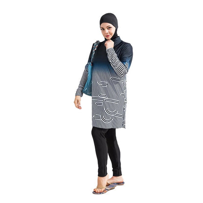 3PCS Muslim swimwear for women long sleeve swimsuit printing