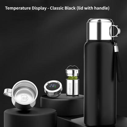 Termos Temperature Display-Classic Black (lid with handle)