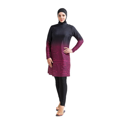 3PCS Muslim swimwear for women long sleeve swimsuit printing