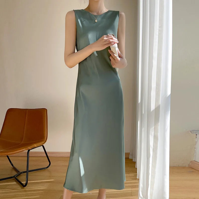 Satin Dress Green