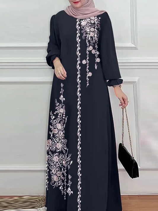 Floral Dress Dark Blue