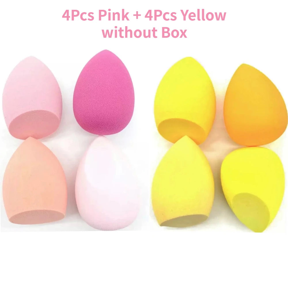 Esponja de maquillaje 4Pcs Pink + 4Pcs Yellow without Box
