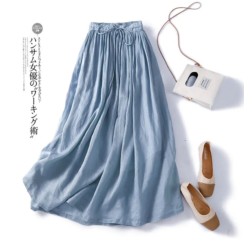 Falda Coreana con bolsillos azul
