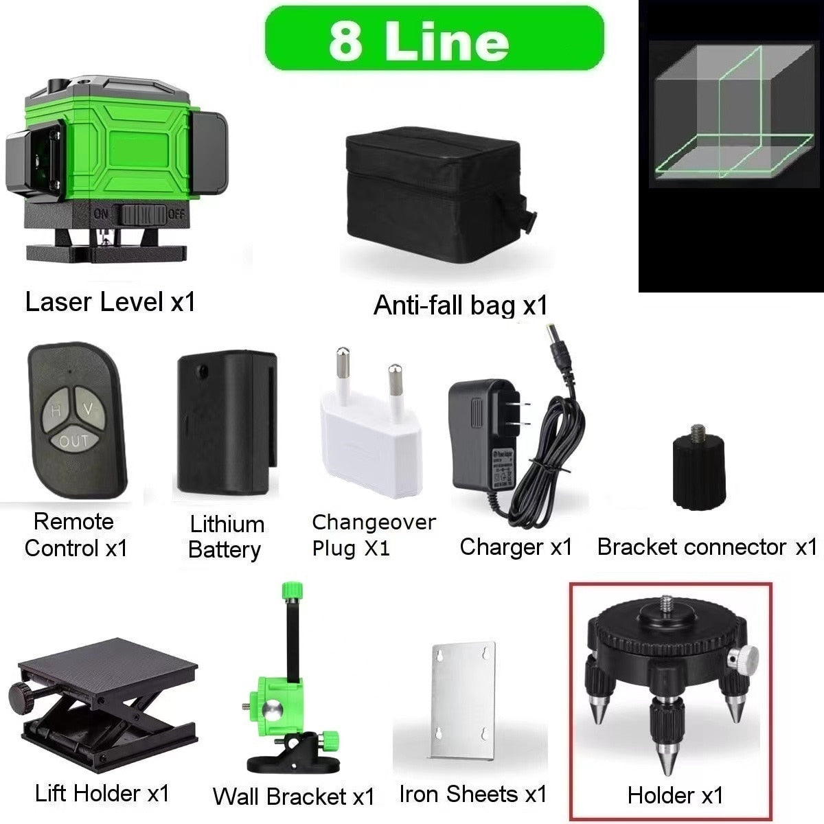 16/12 Lines 4D Laser Level green line Self Leveling