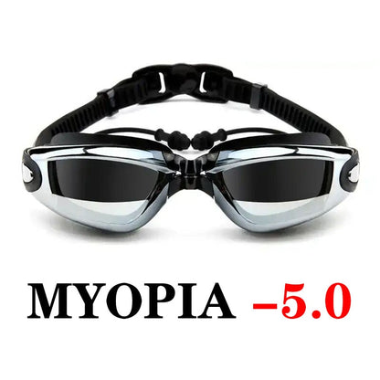 Adult Myopia Swimming Goggles Earplug Pool Glasses Anti Fog