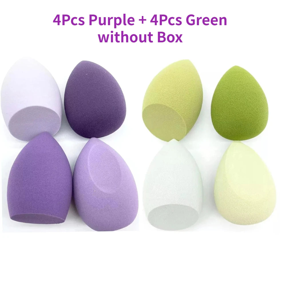 Esponja de maquillaje 4Pcs Purple + 4Pcs Green without Box