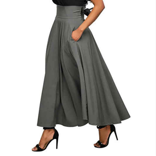Falda larga elegante gris