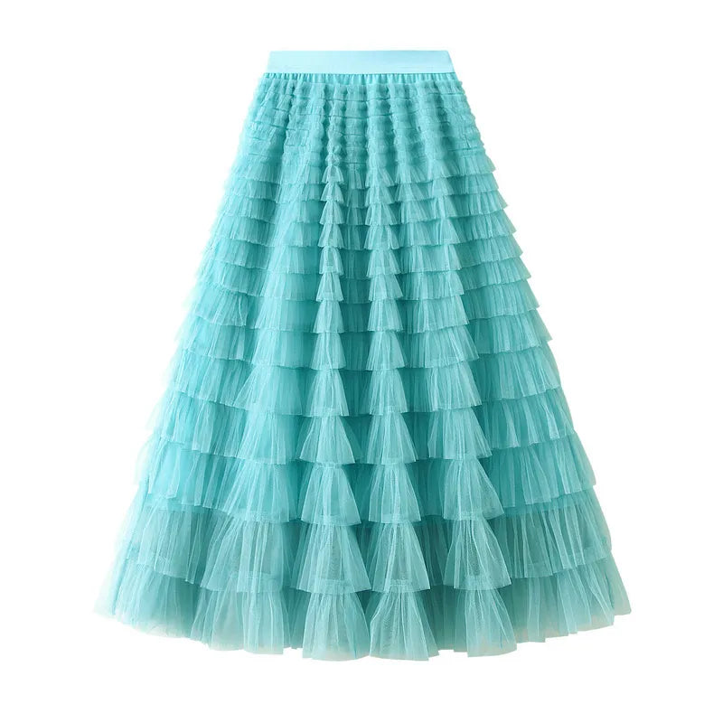 Long Skirt Layered Ruffles Design Elegant