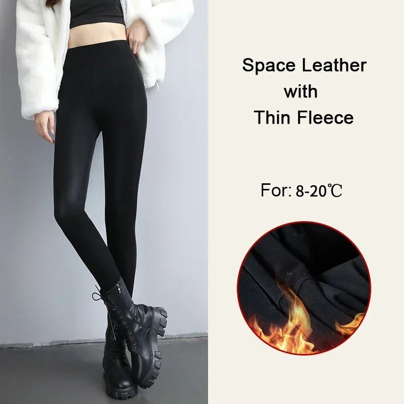 Legging de cuero PU Space Leather with Thin Fleece 8-20ºC