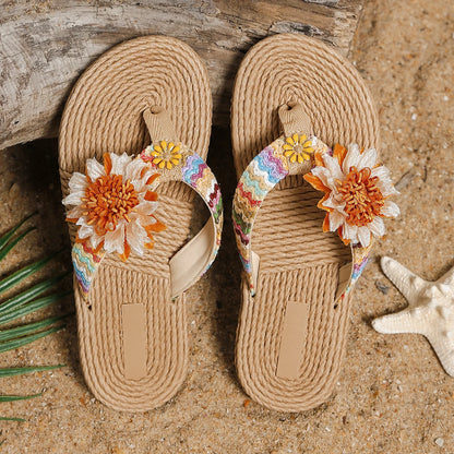 Chanclas planas con flores