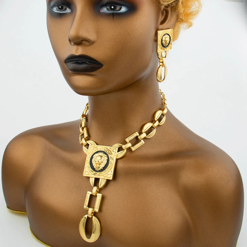 Jewelry Set Pendant Copper Earring Square Ring Fashion Woman