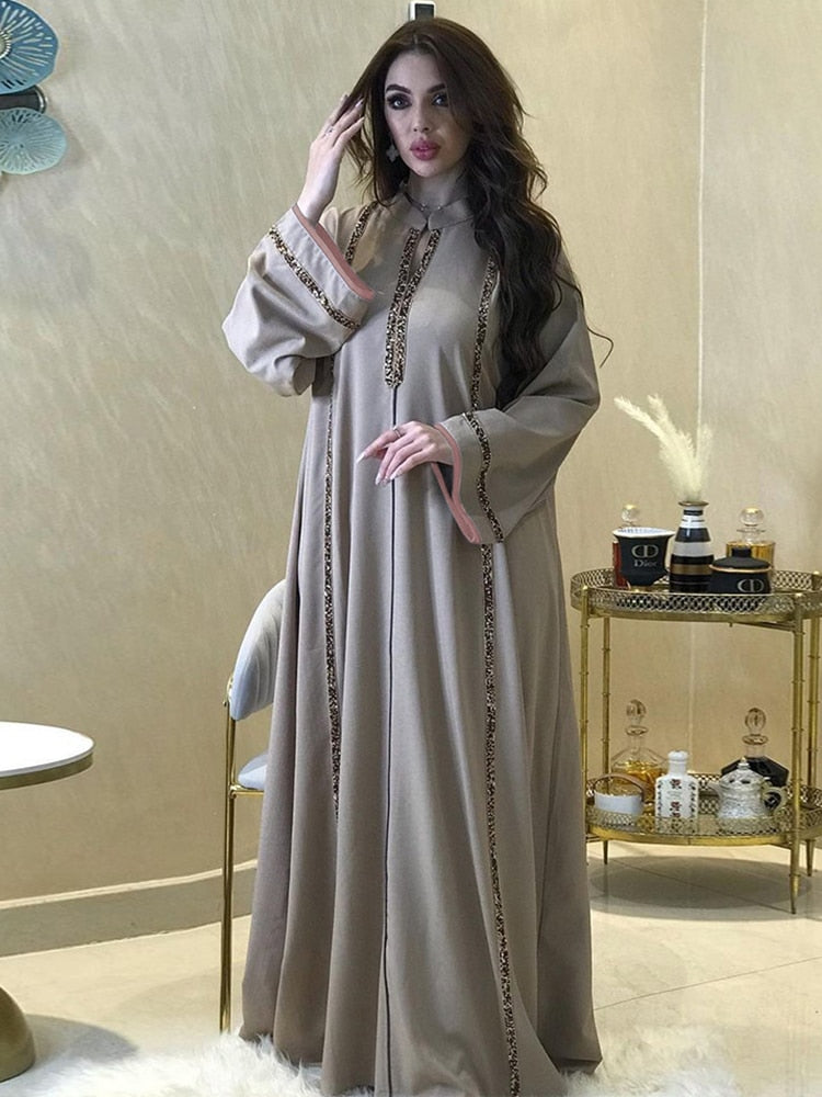 Women's Dress Abaya Maxi Dress Stand Collar Long Sleeve Loose