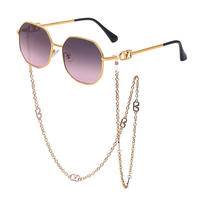 Punk Sunglasses with Glasses Chain Brand Designer Retro