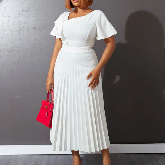 Pleats Dress White