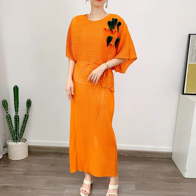 Pleated Set Orange