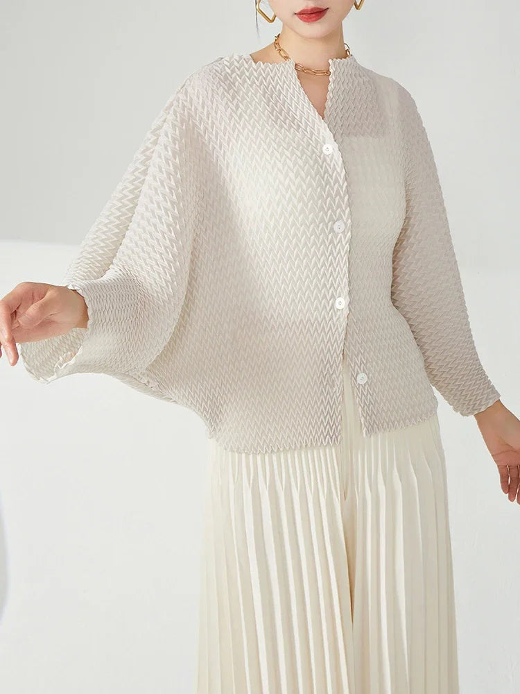 Pleated Women Jacket Beige