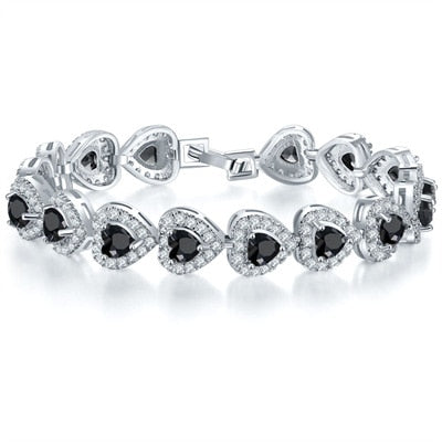 Lovers Heart Lab Diamond Bangle Bracelet 14K Gold