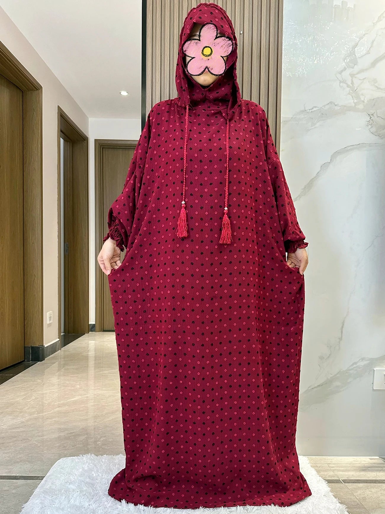 Cotton Abaya Red