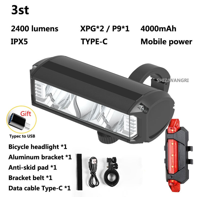 Light Front Waterproof Led Flashlight Bicycle Light Rechargeable