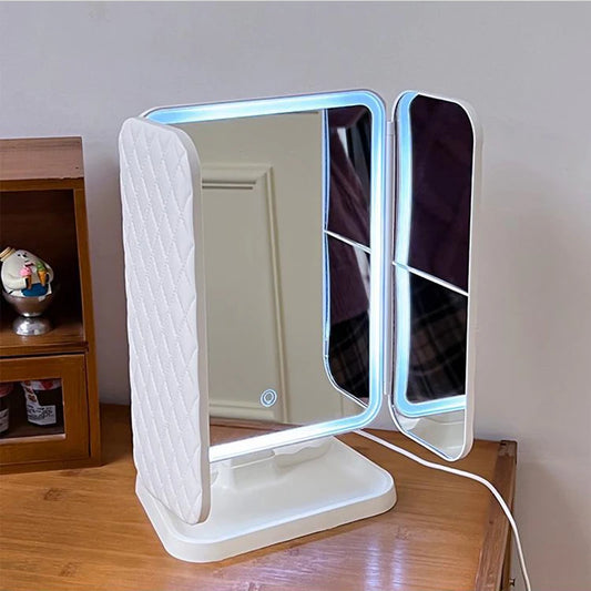 Trifold Makeup Mirror LED Lights with Smart Complementary