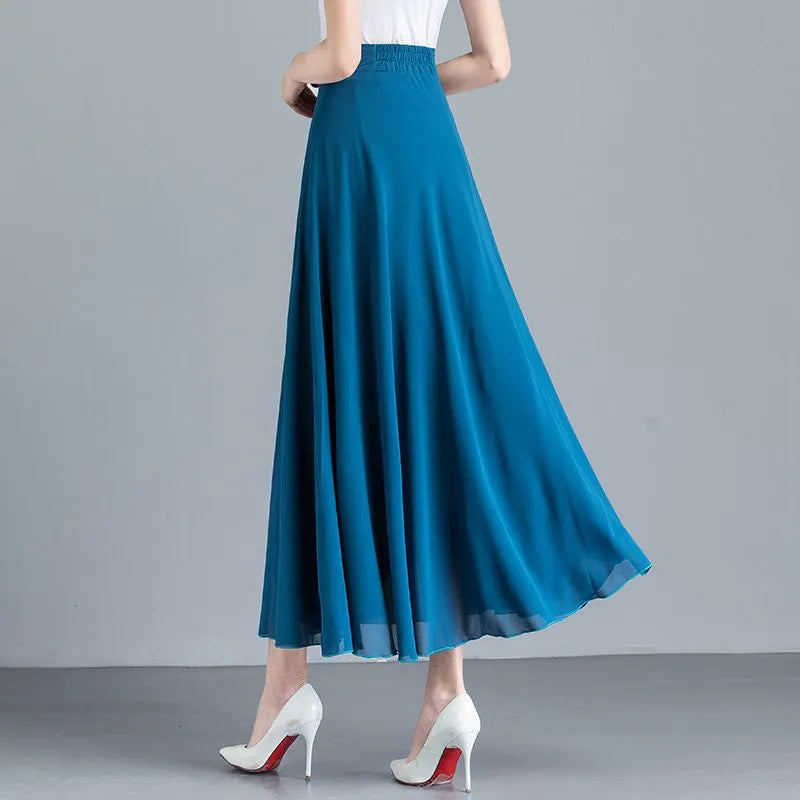 Falda larga azul cielo