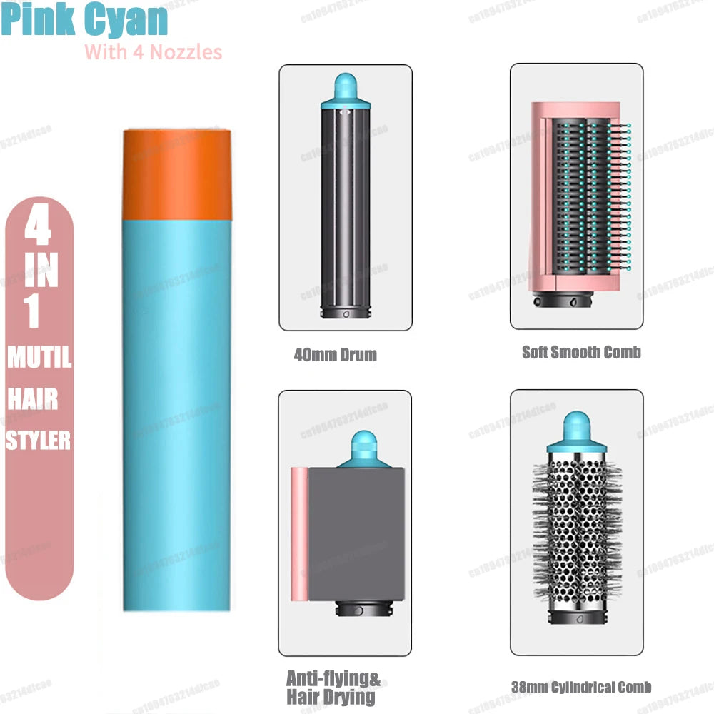 Hair Curler Pink Cyan 4 Nozzles