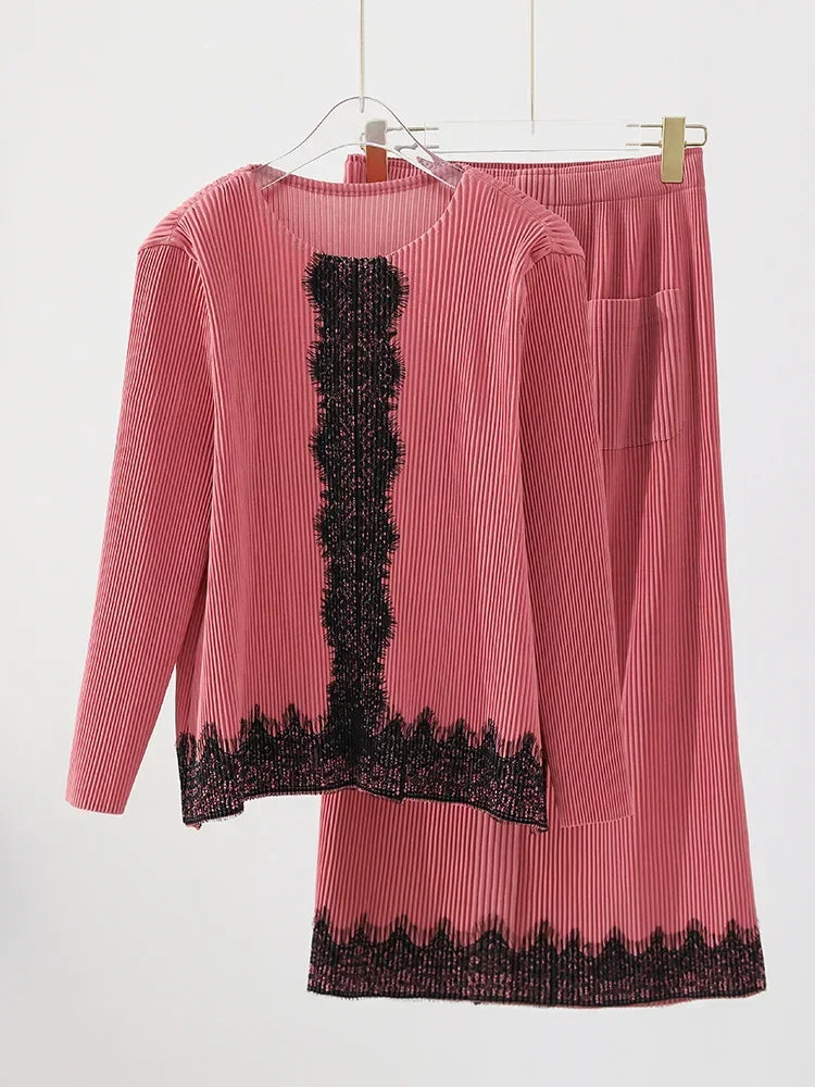 Pullover Top And Skirt Pink