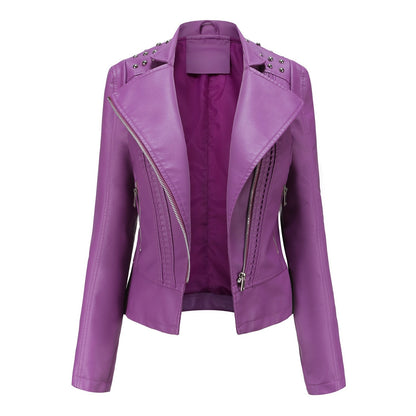 Women's Punk Rivet Leather Jacket