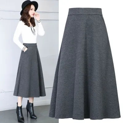 Falda larga de lana gris