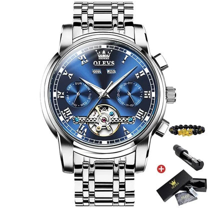 Reloj plateado azul