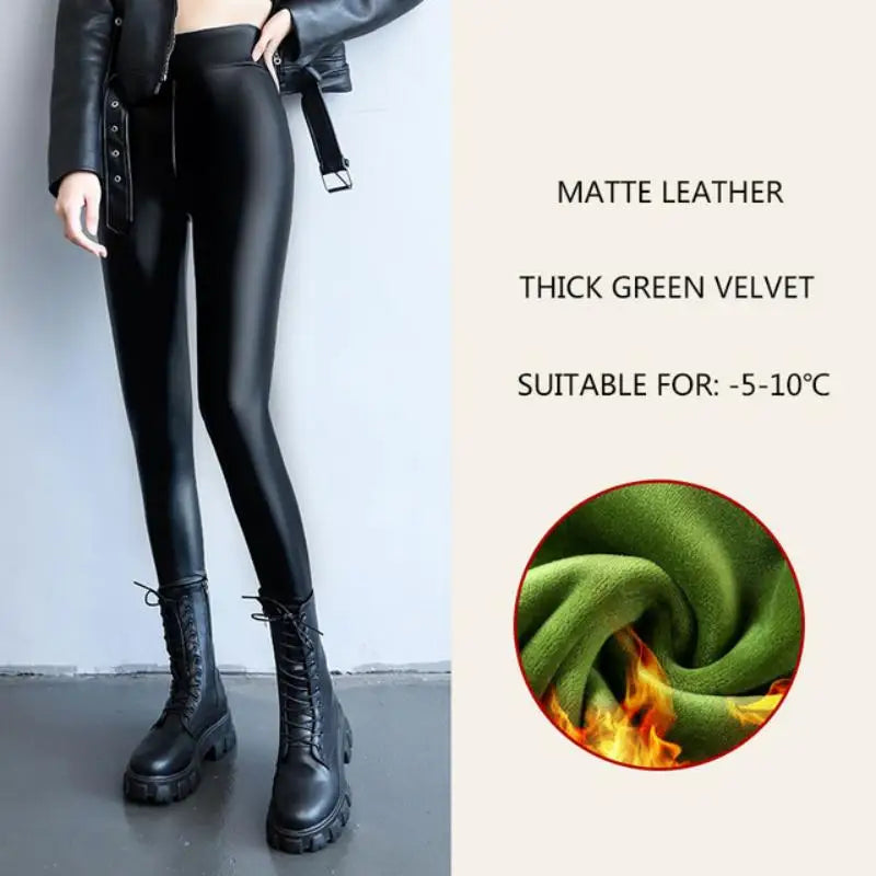 Leggings térmicos Matte Leather Thick Green Velvet -5-10ºC