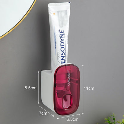 Automatic Toothpaste Dispenser Wall Mount Toothbrush Holder