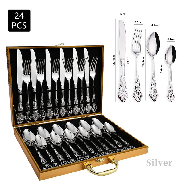 Juego tenedor y cuchillo silver 24pcs