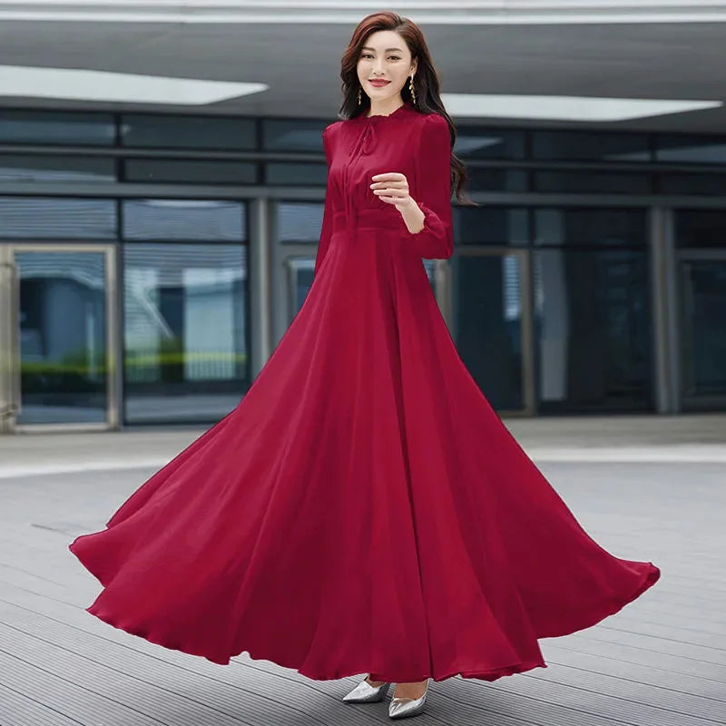 Chiffon Dress Wine