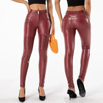 Pantalones PU Burgundy